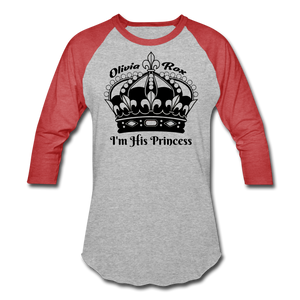 "I'm His Princess" Baseball Tee - heather gray/red